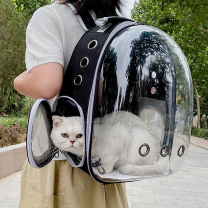 Portable Transparent Cat Backpack Carrier – Breathable Bubble Pet Travel Bag for Cats & Small Pets